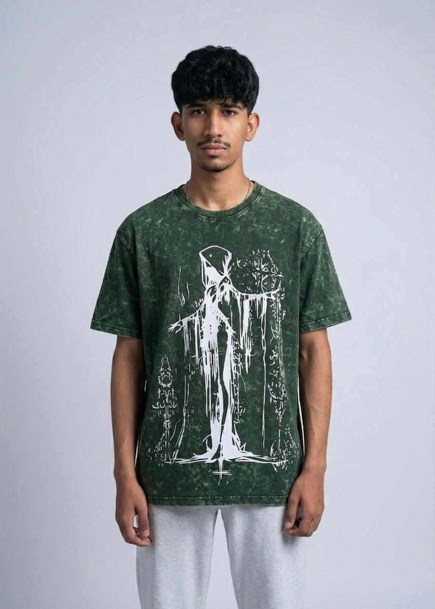 Bottle Green Acid Washed Oversized