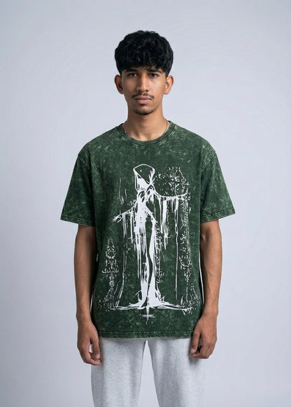 Bottle Green Acid Washed Oversized